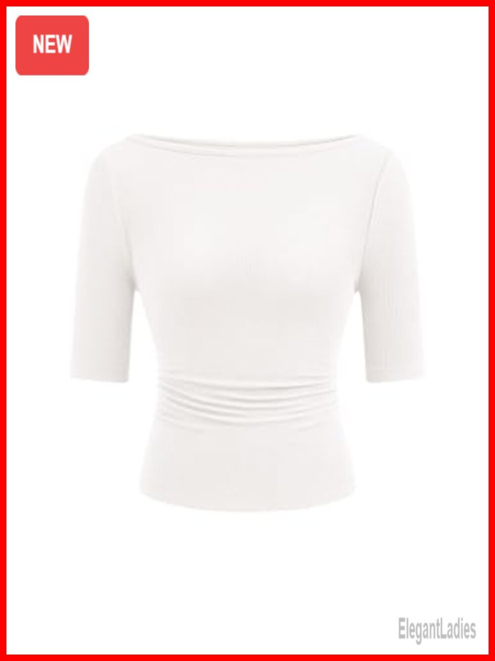 Womens Boat Neck Short Sleeve Ribbed Knit Slim Fit Top